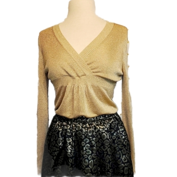 Ann Taylor Loft Shimmery Gold Sweater - Picture 1 of 6